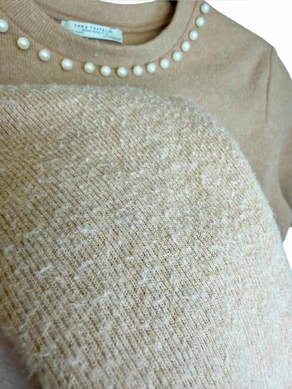 Zara Trafaluc Pearl Embellished Crop Top - Size Medium - Picture 6 of 7